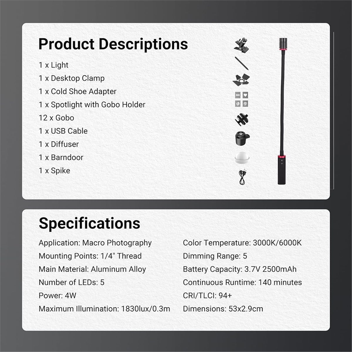Photography Lighting Angles - goodidea Luce LED per Macrofotografia, Lampada