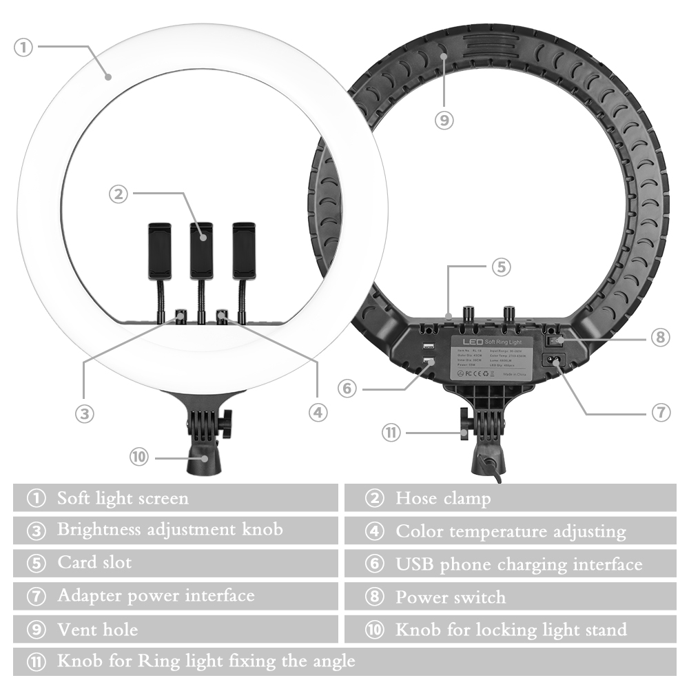Lampada LED ad anello da 18 po - Led Ring Light 18 recensione e prezzo