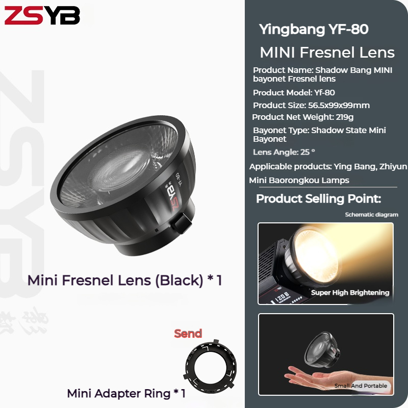 Lente Fresnel ZSYB YF-80 con E - Fresnel Lens Attachment recensione e prezzo